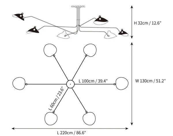 Zwarte plafondlamp met draaibare armen – modern design