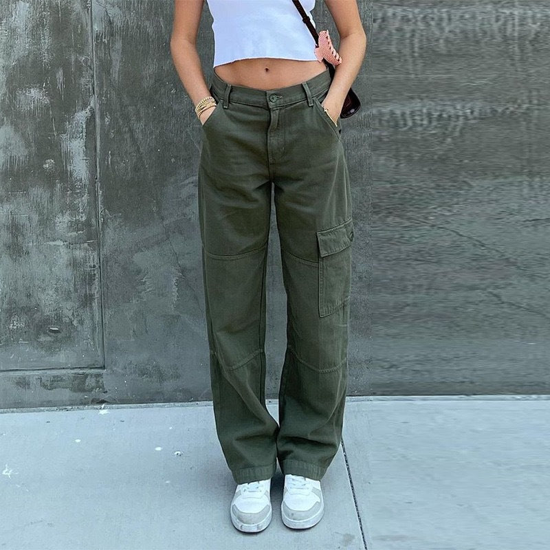 Niva – Trendy Hoge Taille Cargo Jeans Dames
