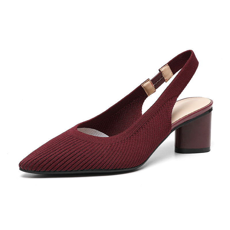 Slingback pumps voor dames met spitse neus en blokhak