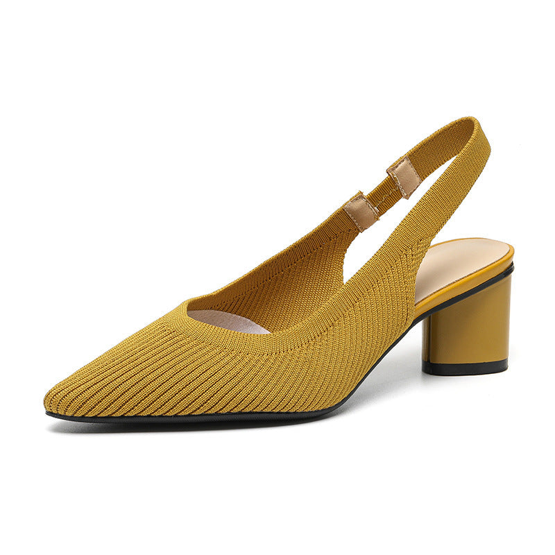 Slingback pumps voor dames met spitse neus en blokhak