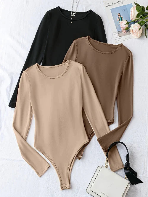 3-pack damesbodysuits met lange mouwen