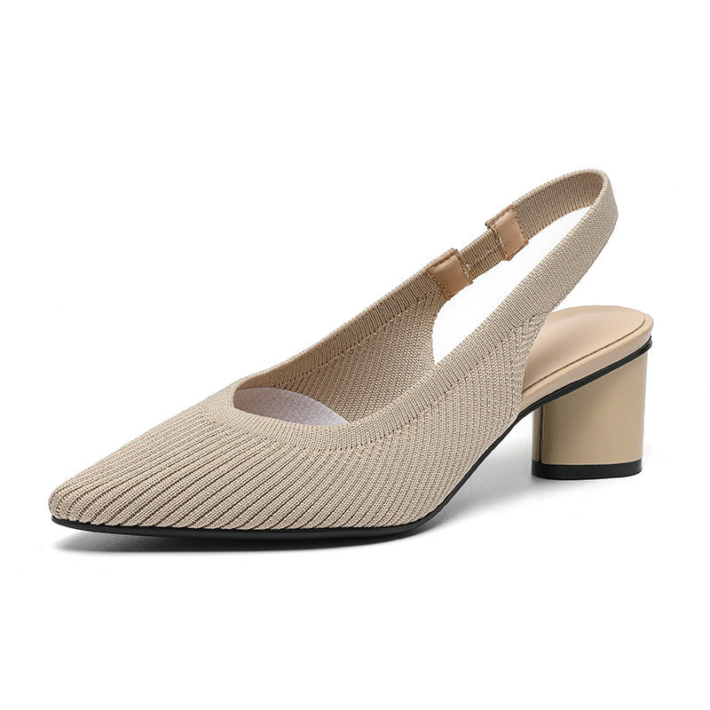 Slingback pumps voor dames met spitse neus en blokhak
