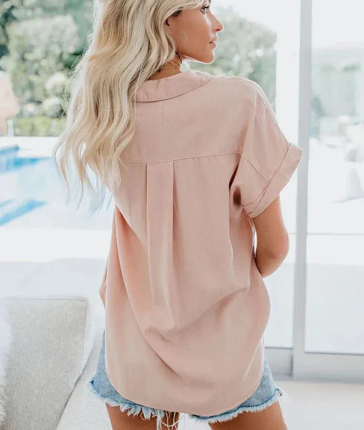 Aletta blouse met korte mouwen en knoopsluiting voor dames