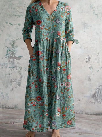 Allison maxi-jurk met V-hals en bloemenprint voor dames
