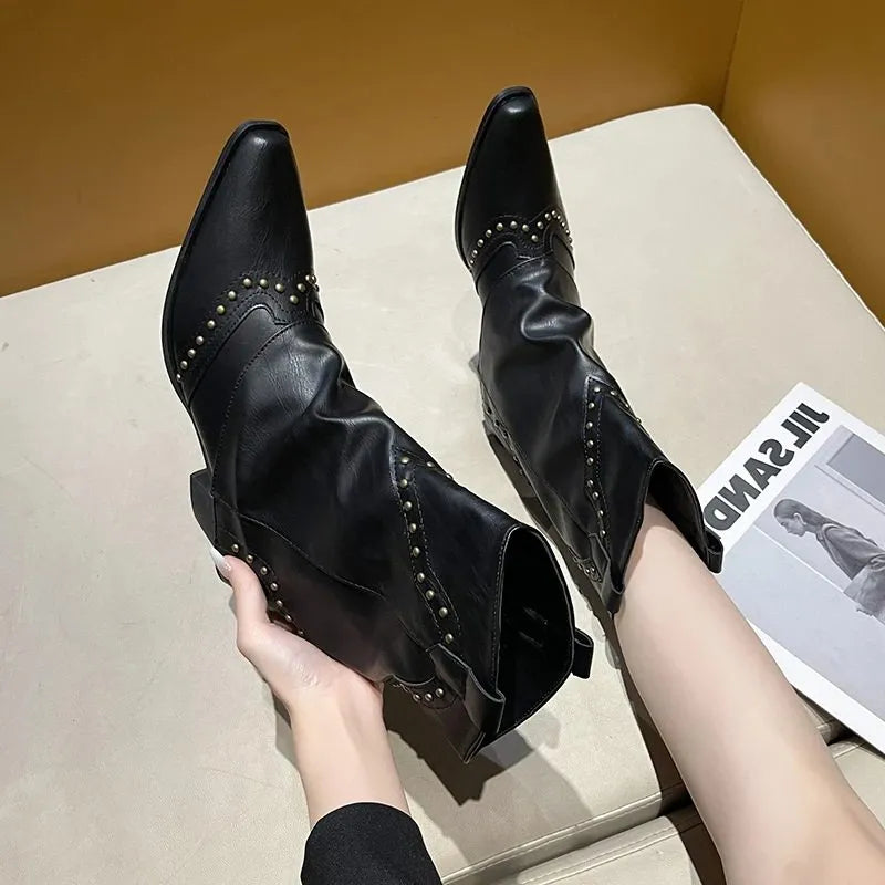 Angelica westernenkellaarsjes voor dames met studs