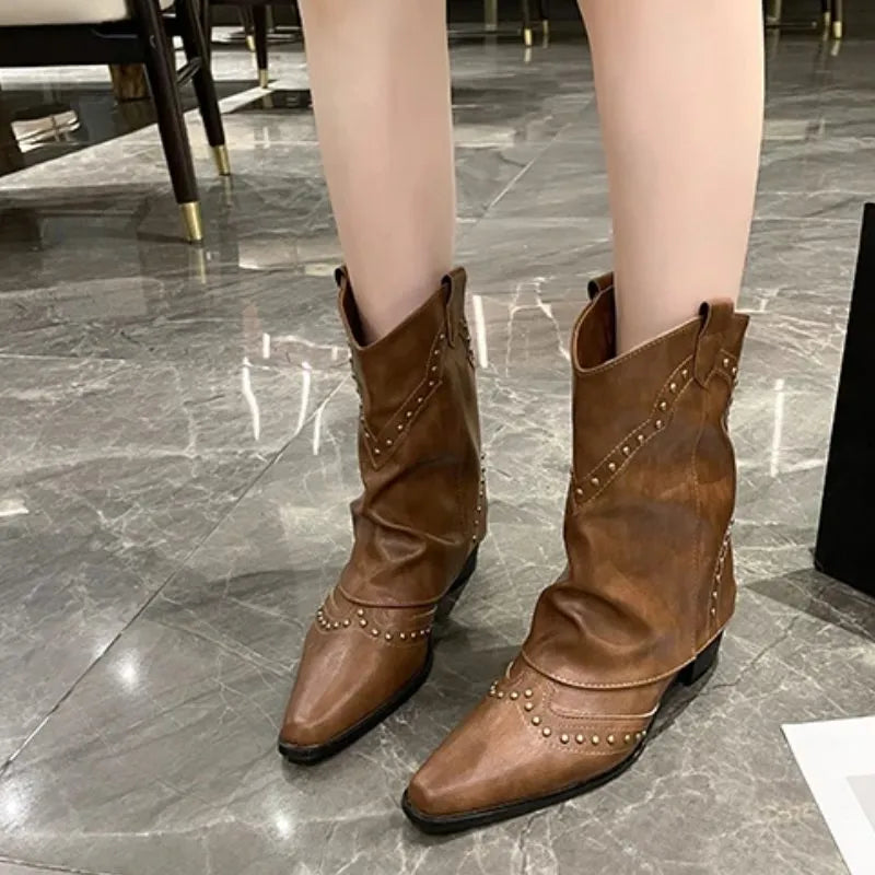 Angelica westernenkellaarsjes voor dames met studs