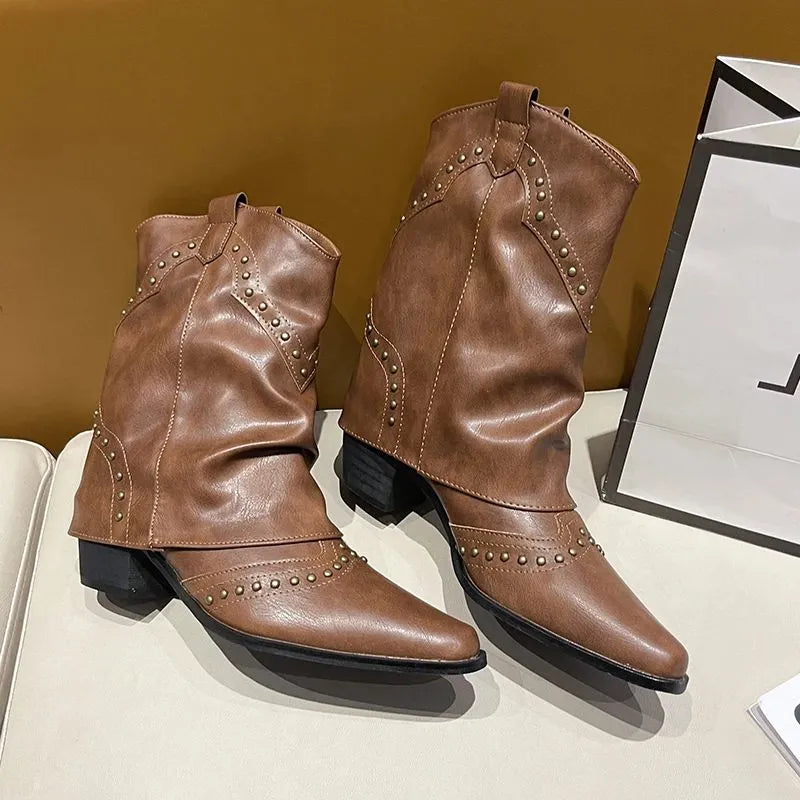 Angelica westernenkellaarsjes voor dames met studs