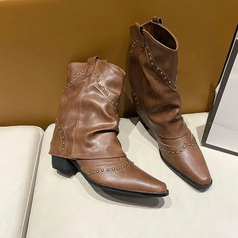 Angelica westernenkellaarsjes voor dames met studs