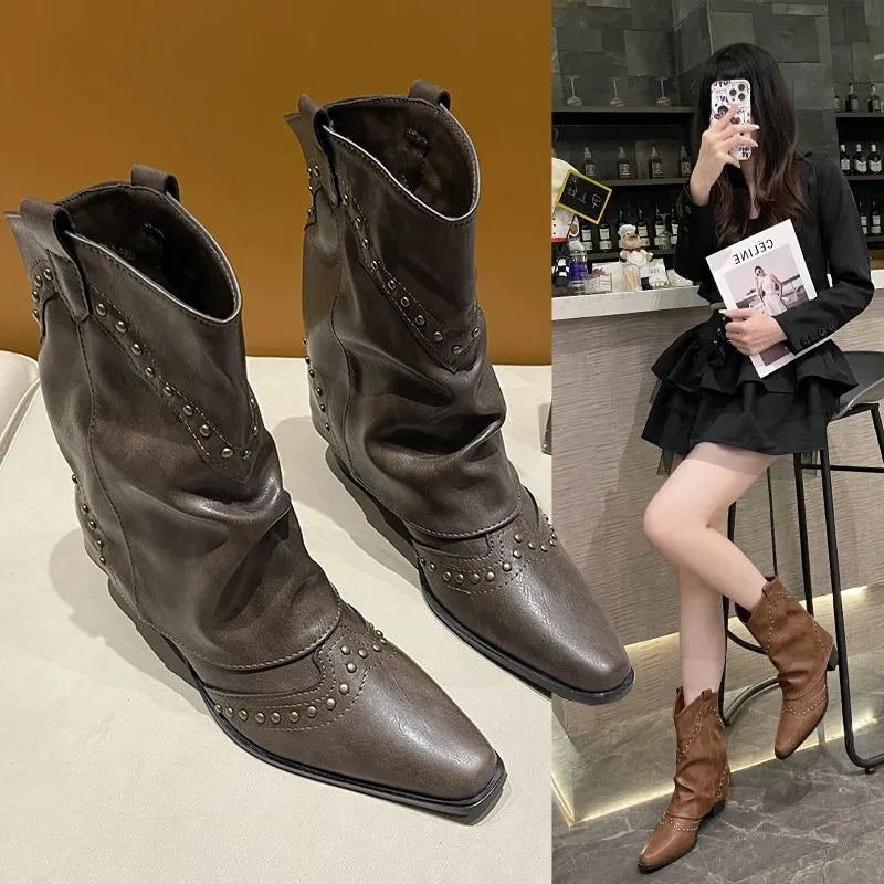 Angelica westernenkellaarsjes voor dames met studs