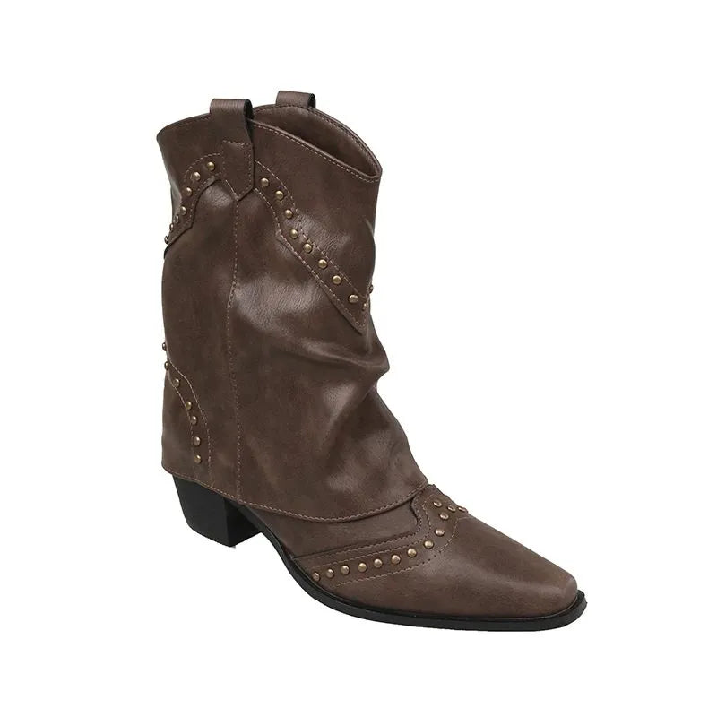 Angelica westernenkellaarsjes voor dames met studs