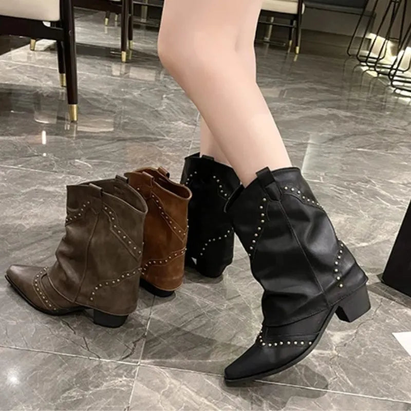 Angelica westernenkellaarsjes voor dames met studs