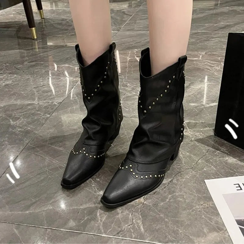 Angelica westernenkellaarsjes voor dames met studs