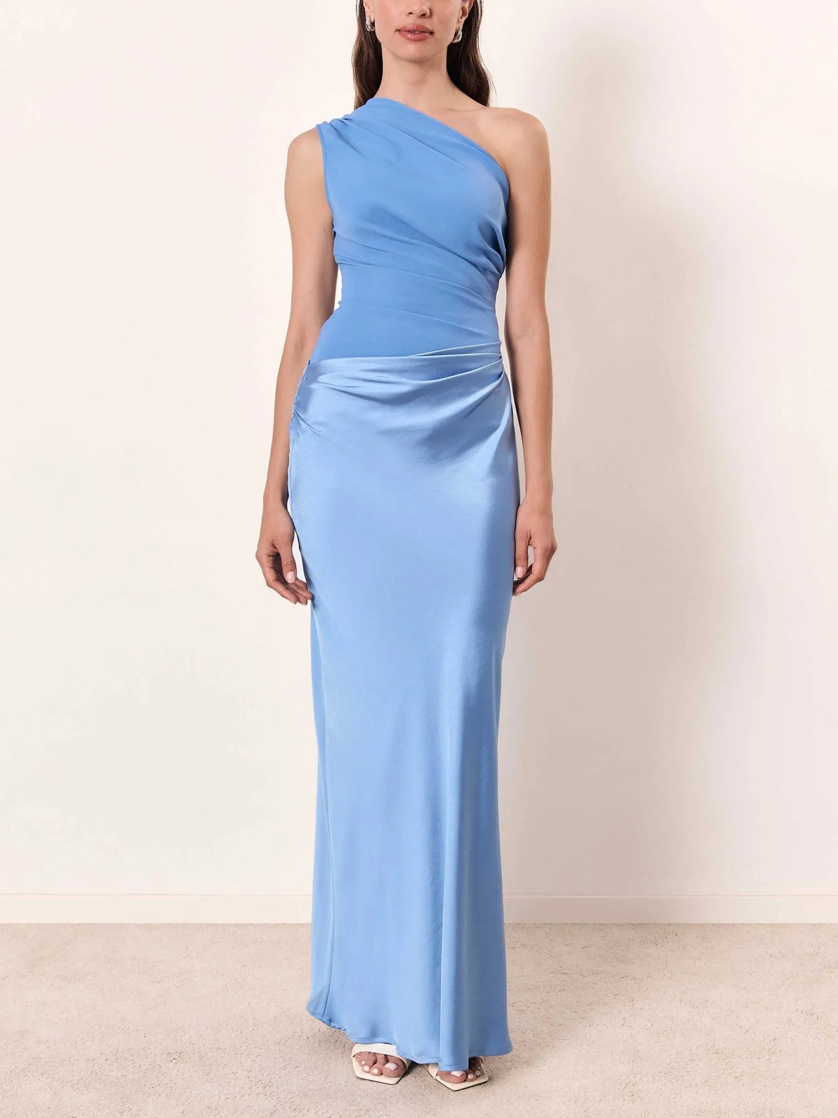 Anita geplooide one-shoulder maxijurk voor dames