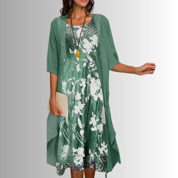 Anja midijurkset voor dames met bloemenprint en vest