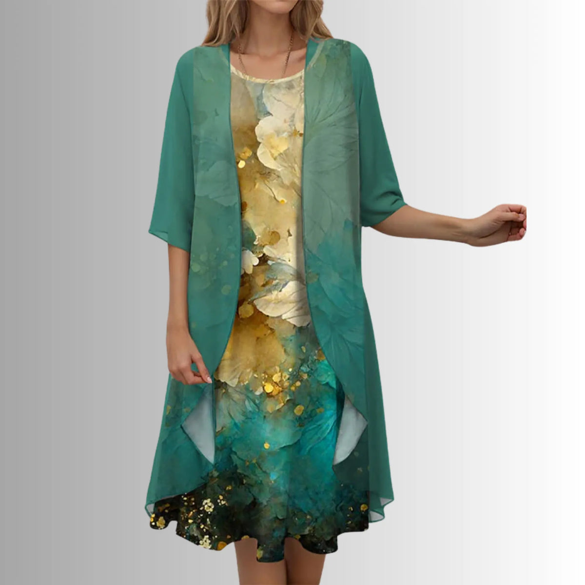Anja midijurkset voor dames met bloemenprint en vest