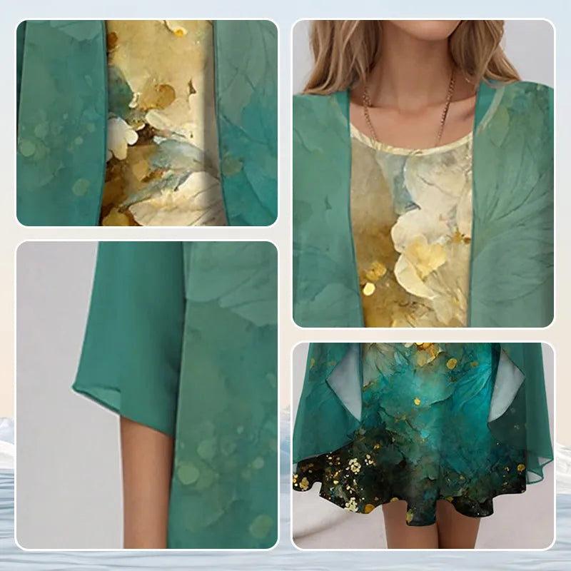 Anja midijurkset voor dames met bloemenprint en vest