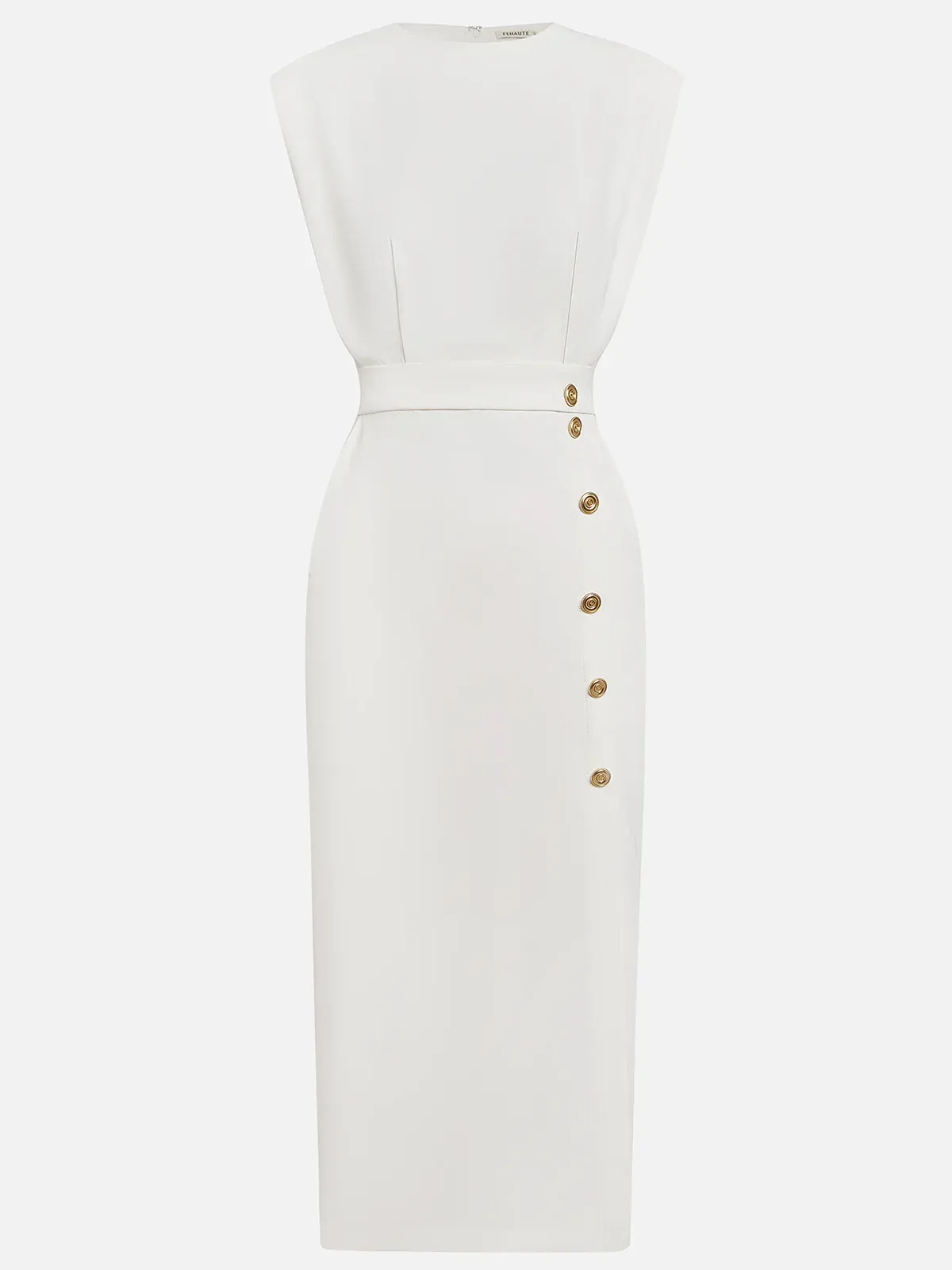 Anthea mouwloze midijurk met knoopsluiting voor dames