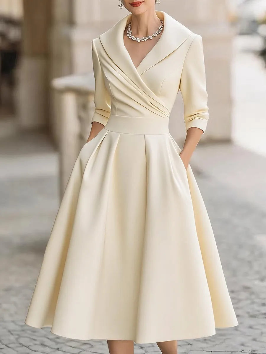 Aphrodite midiwikkeljurk met V-hals voor dames