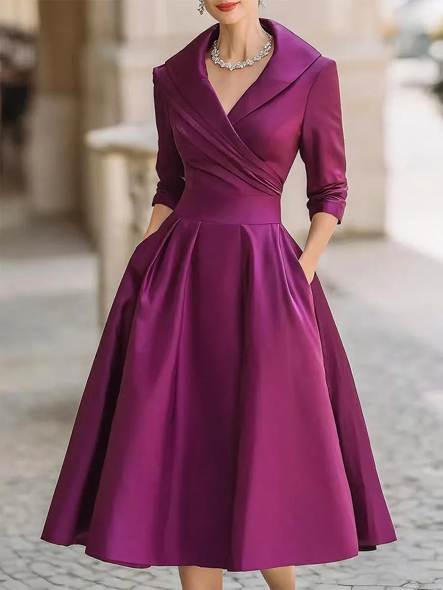 Aphrodite midiwikkeljurk met V-hals voor dames