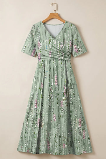 April midijurk met V-hals en bloemenprint voor dames