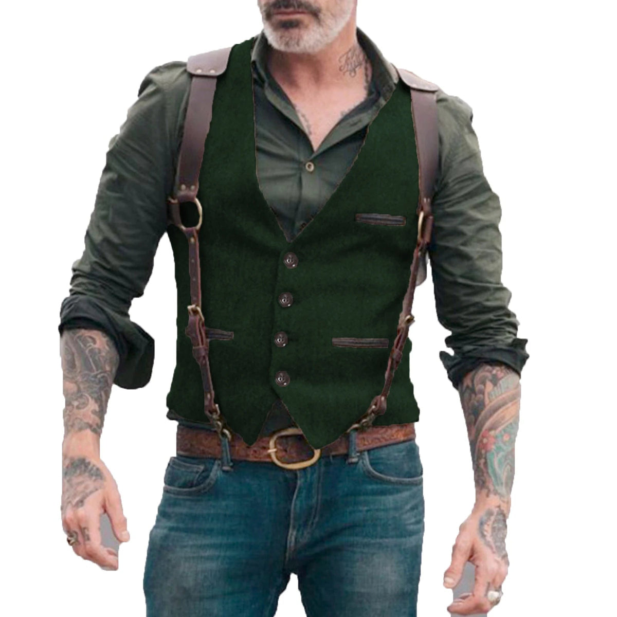 Heren Gilet in Herringbone Stijl