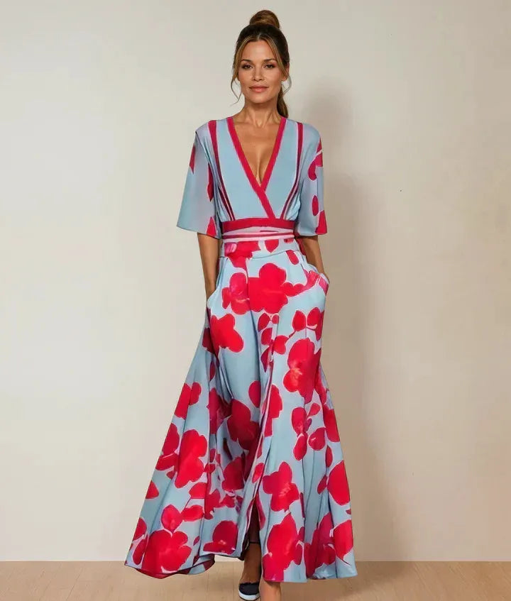 Aspen maxiwikkeljurk voor dames met V-hals en bloemenprint