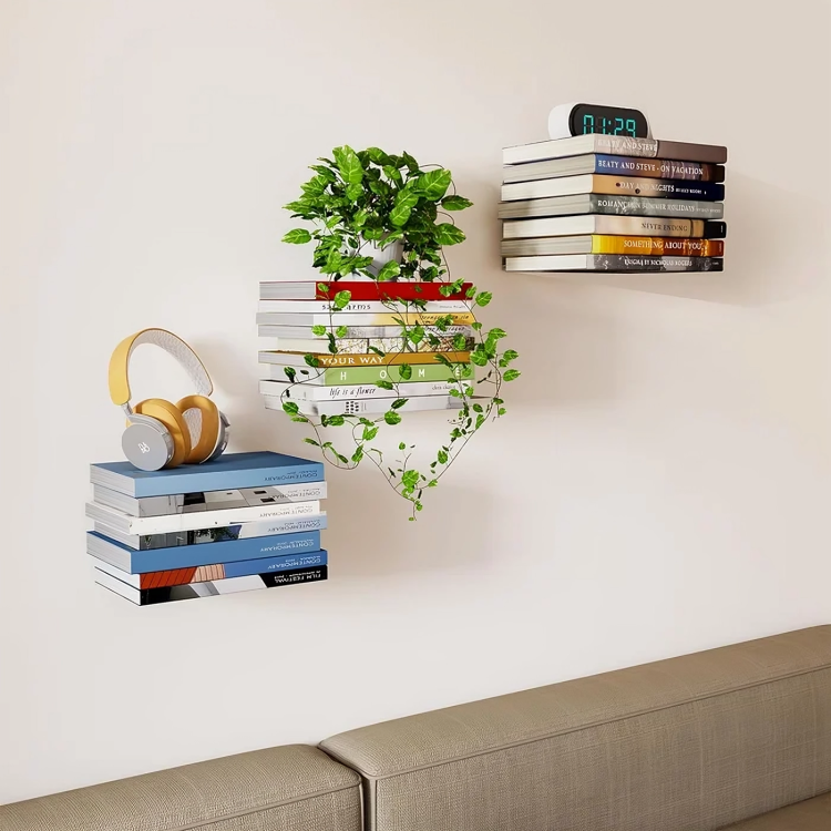 Onzichtbaar boekenplankje - verborgen, zwevende wandhouder
