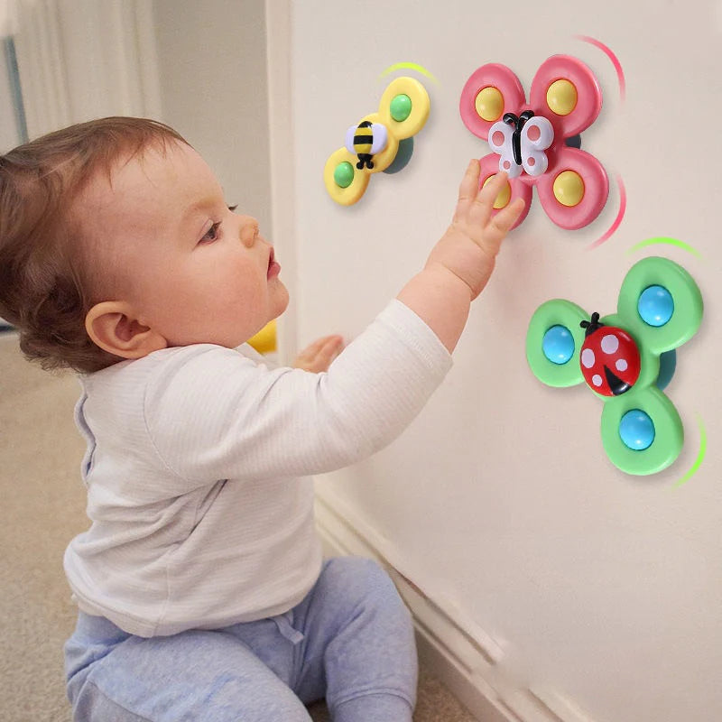 PurePlay Montessori Spinner Speelgoed | Sensorisch Speelgoed met Zuignap voor Baby's – Ideaal voor Tafels, Ramen en Kinderstoelen