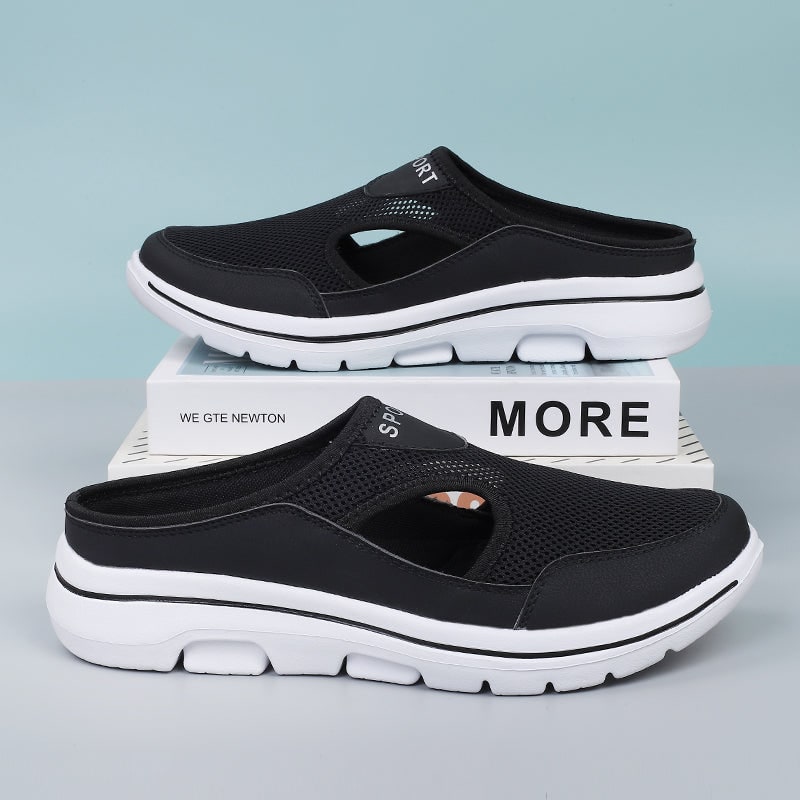 Instapsneakers zonder hiel met ademend mesh en gevoerde binnenzool, instapschoenen