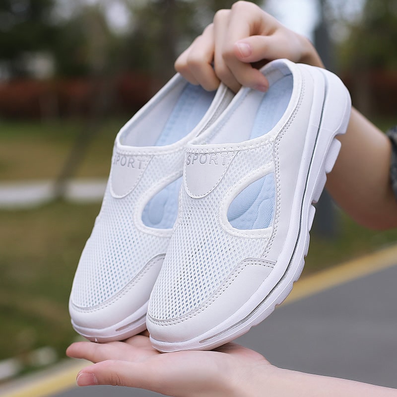 Instapsneakers zonder hiel met ademend mesh en gevoerde binnenzool, instapschoenen