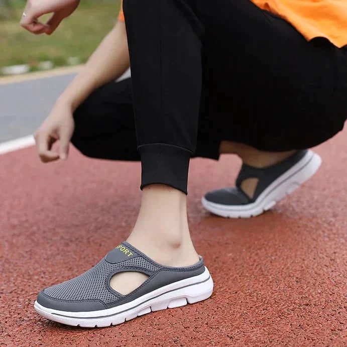 Instapsneakers zonder hiel met ademend mesh en gevoerde binnenzool, instapschoenen