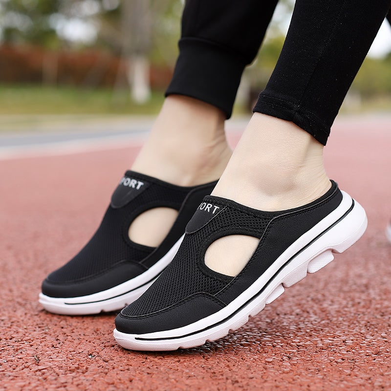 Instapsneakers zonder hiel met ademend mesh en gevoerde binnenzool, instapschoenen