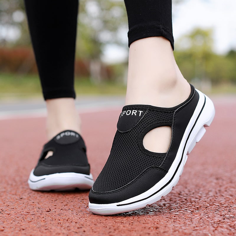 Instapsneakers zonder hiel met ademend mesh en gevoerde binnenzool, instapschoenen