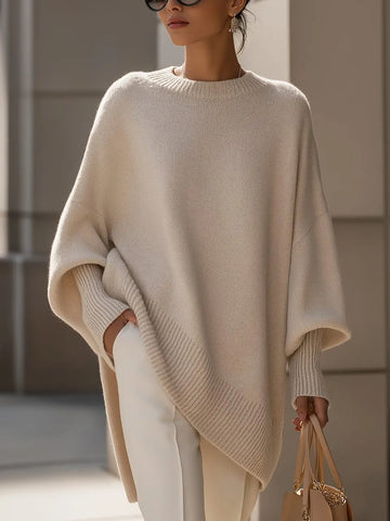 Bathilde oversized asymmetrische damestrui van merinowol