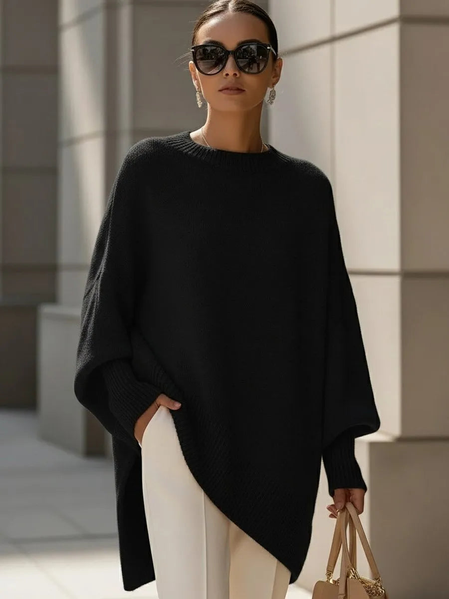 Bathilde oversized asymmetrische damestrui van merinowol