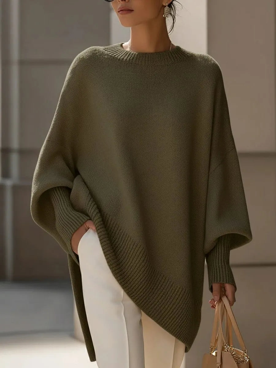 Bathilde oversized asymmetrische damestrui van merinowol
