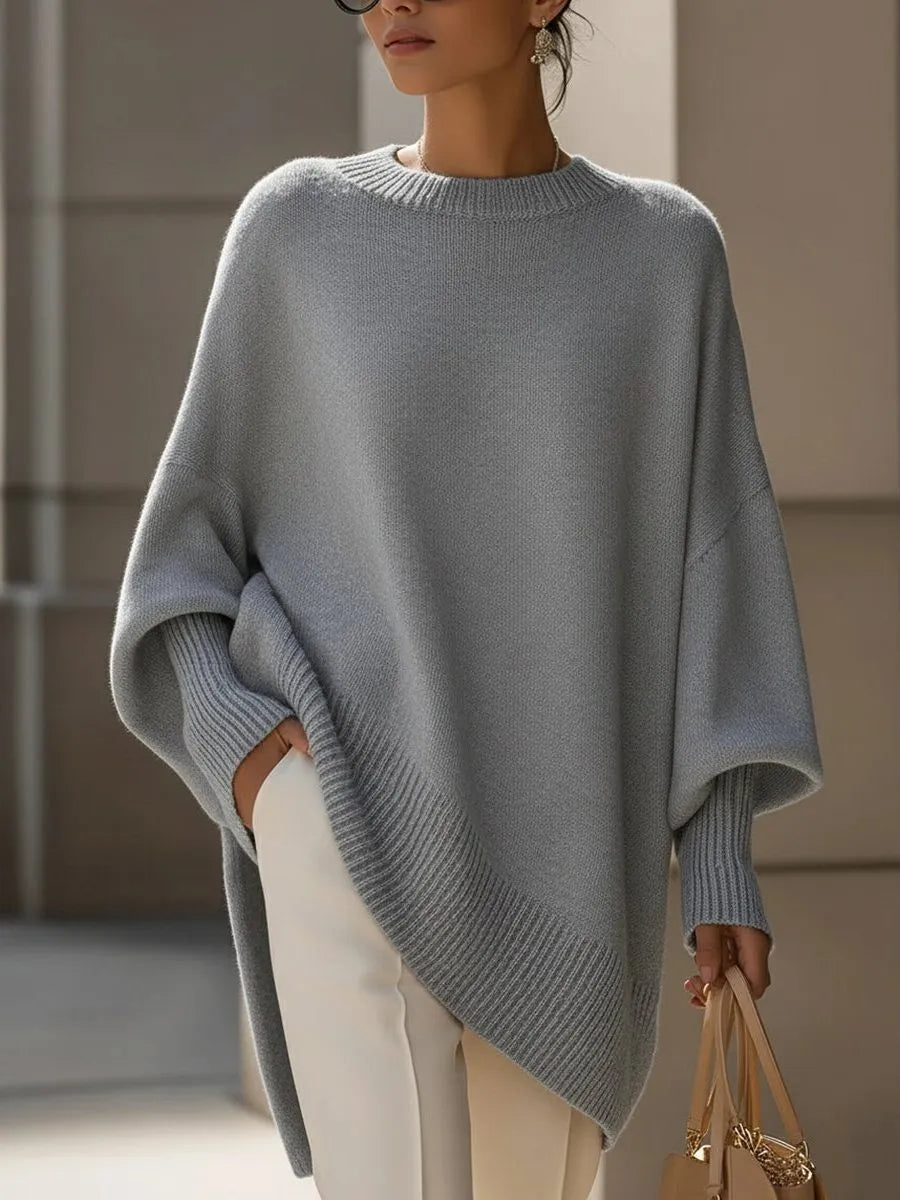 Bathilde oversized asymmetrische damestrui van merinowol