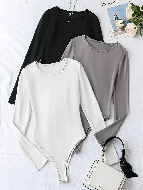 3-pack damesbodysuits met lange mouwen
