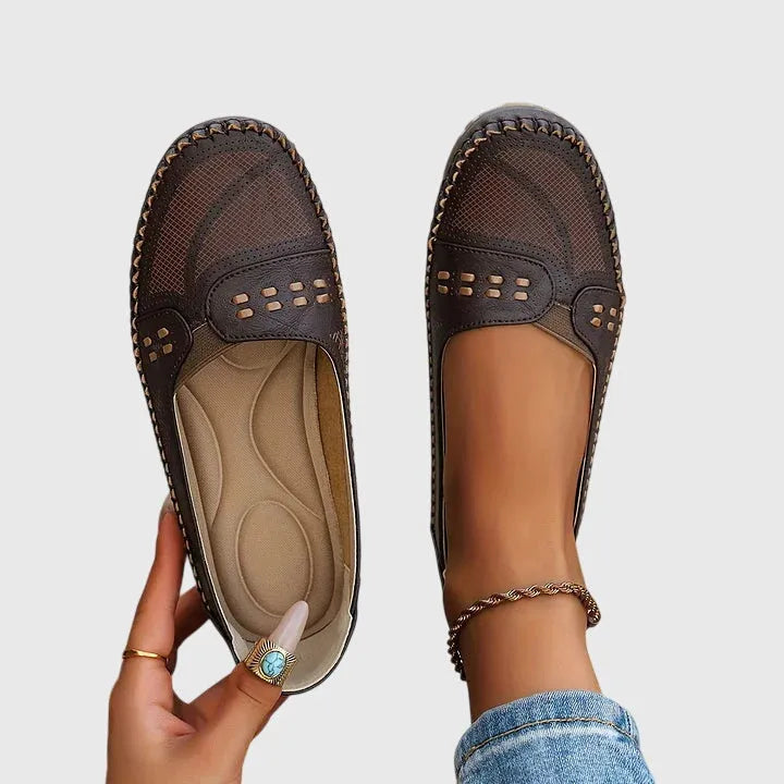 Beatrix geperforeerde damesloafers met instapmodel