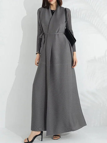 Elegante overjas met overslag en strikceintuur voor dames