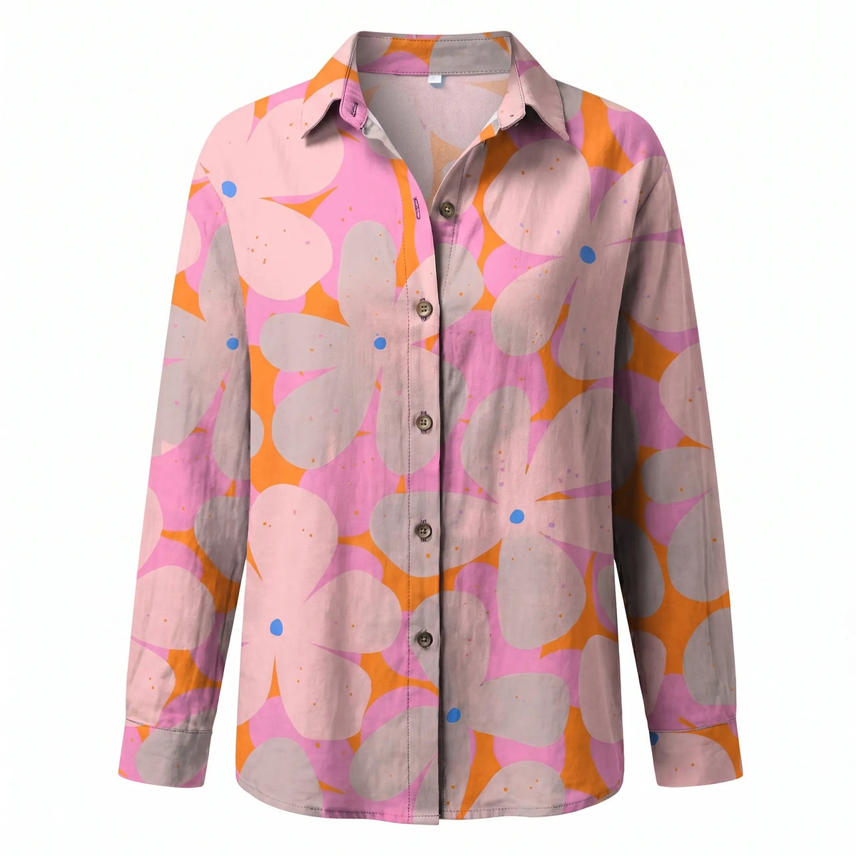 Beth oversized damesblouse met halsinkeping en knoopsluiting
