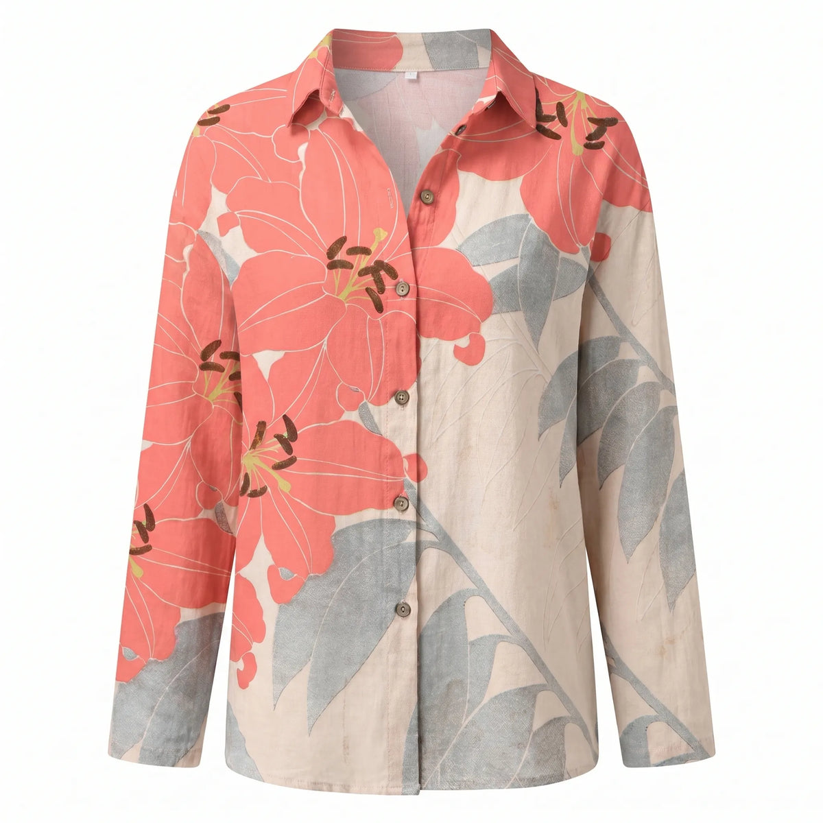 Beth oversized damesblouse met halsinkeping en knoopsluiting