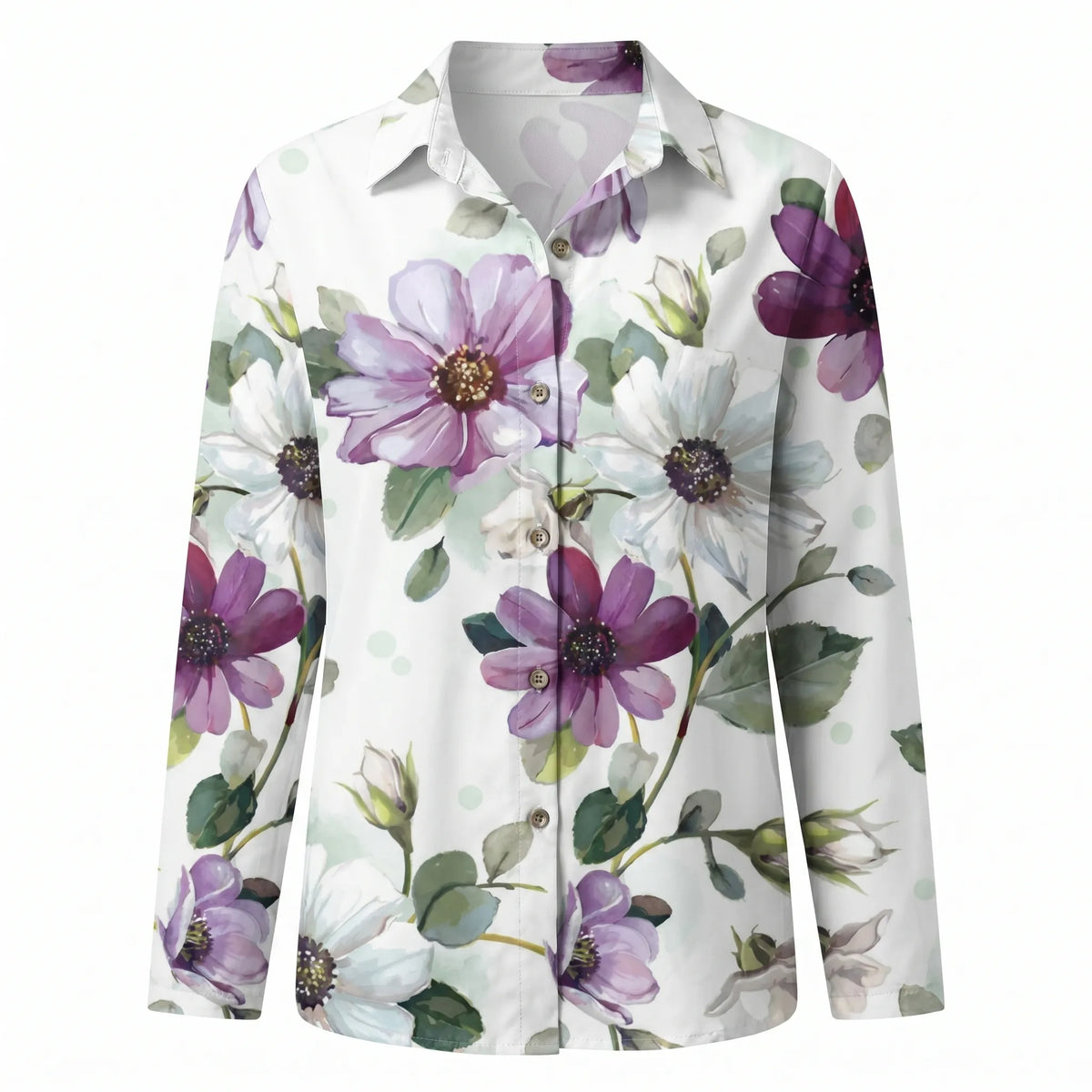 Beth oversized damesblouse met halsinkeping en knoopsluiting