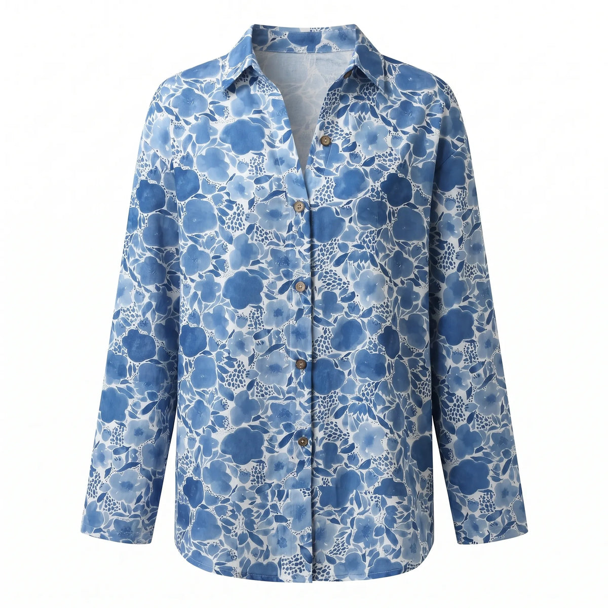 Beth oversized damesblouse met halsinkeping en knoopsluiting