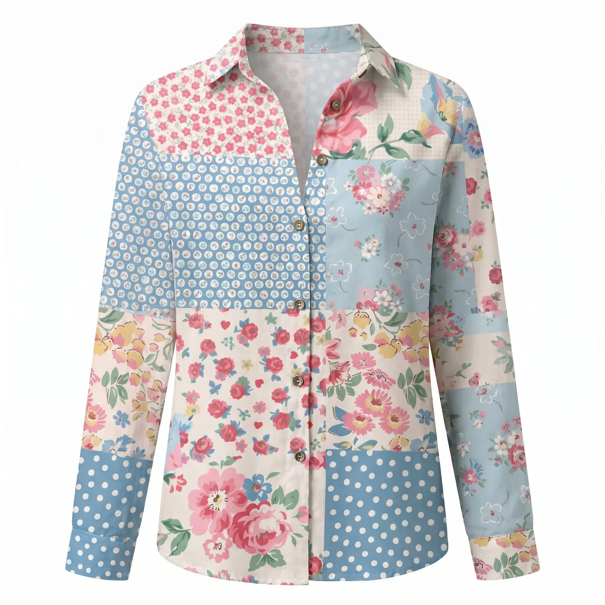 Beth oversized damesblouse met halsinkeping en knoopsluiting