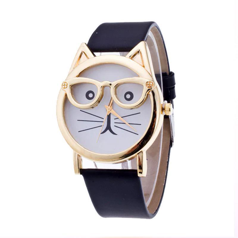 Horloge met wijzerplaat in kattenvorm