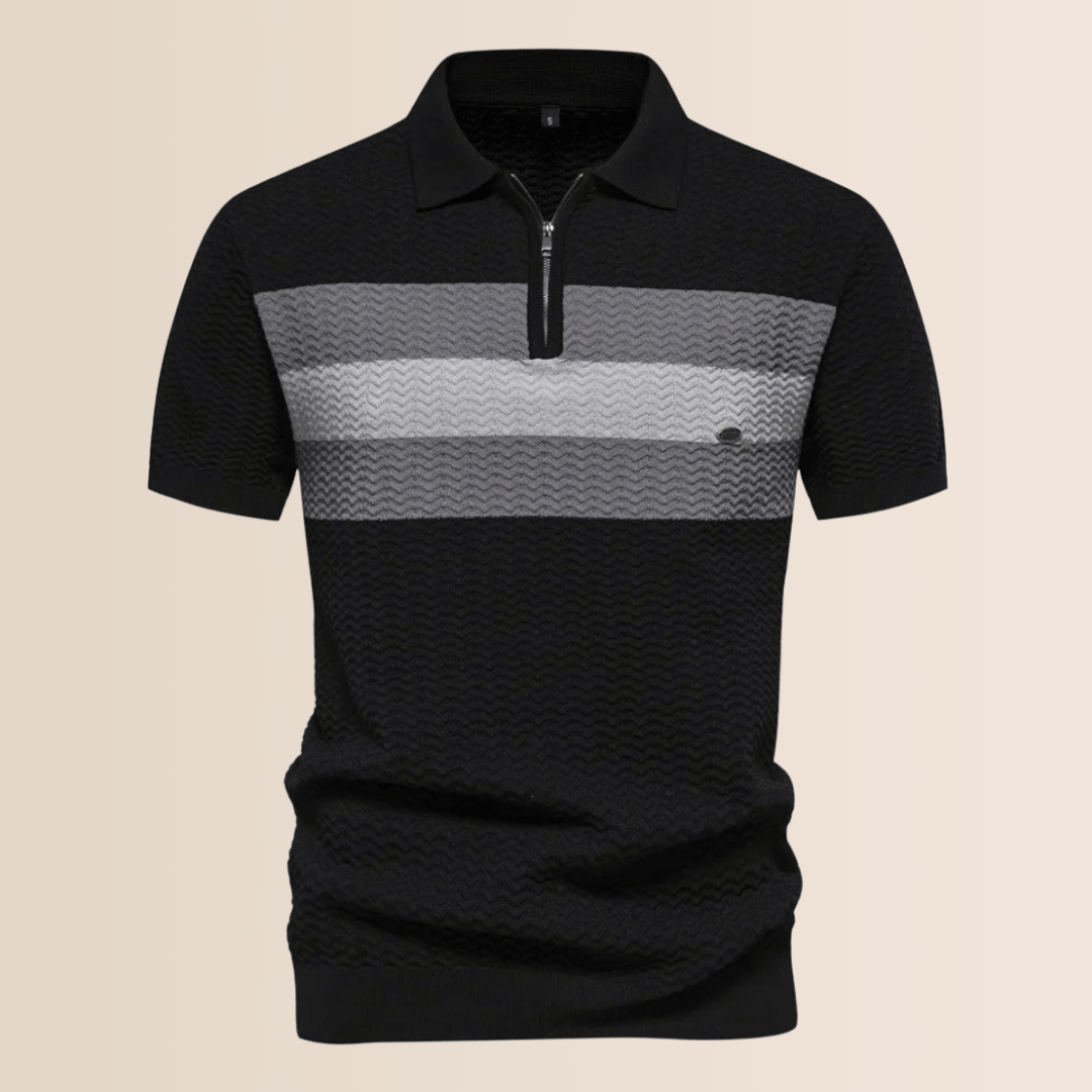 Heren poloshirt met gestreept breiwerk