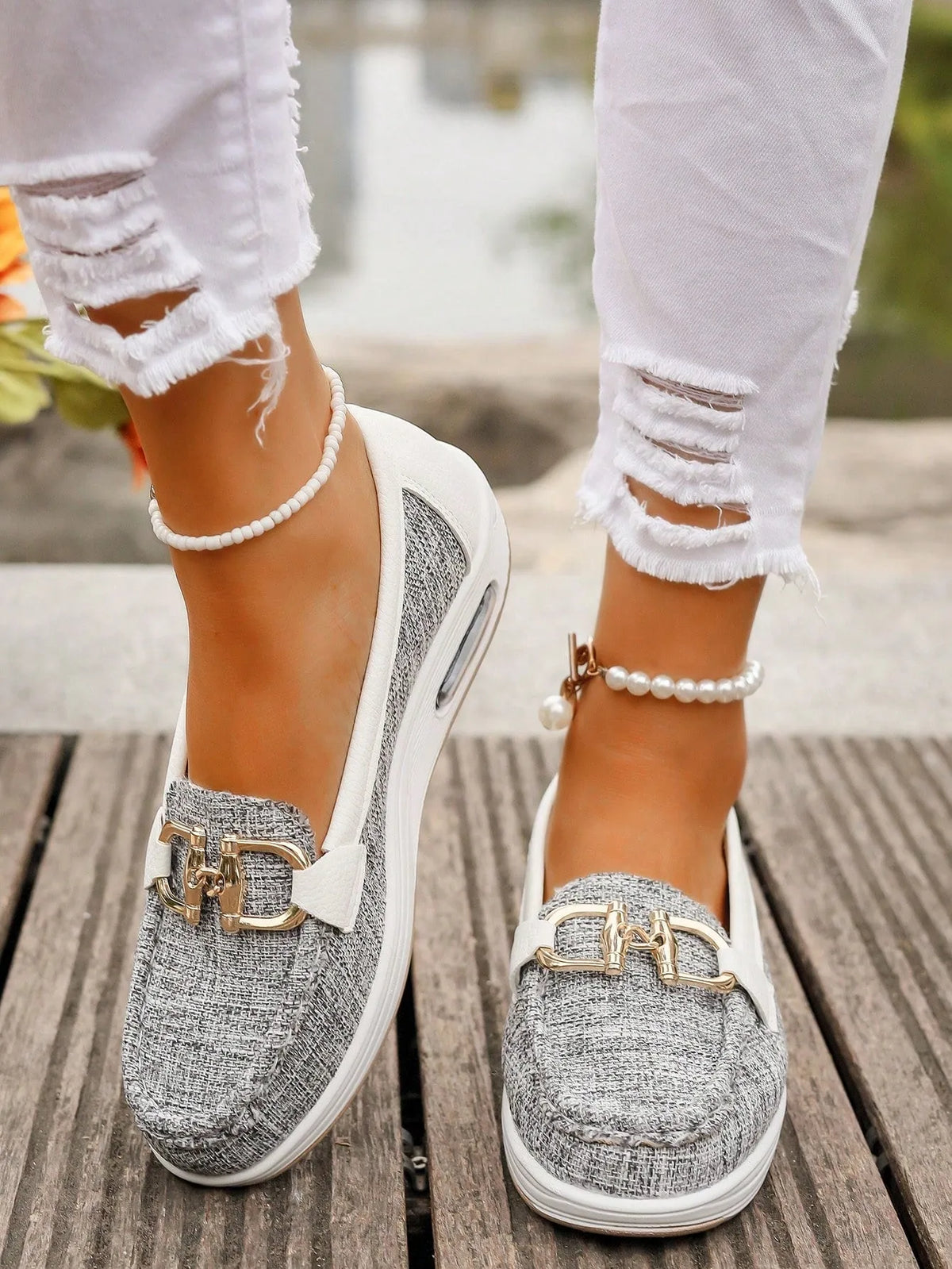 Blanca loafers met plateauzool en metallic beslag voor dames