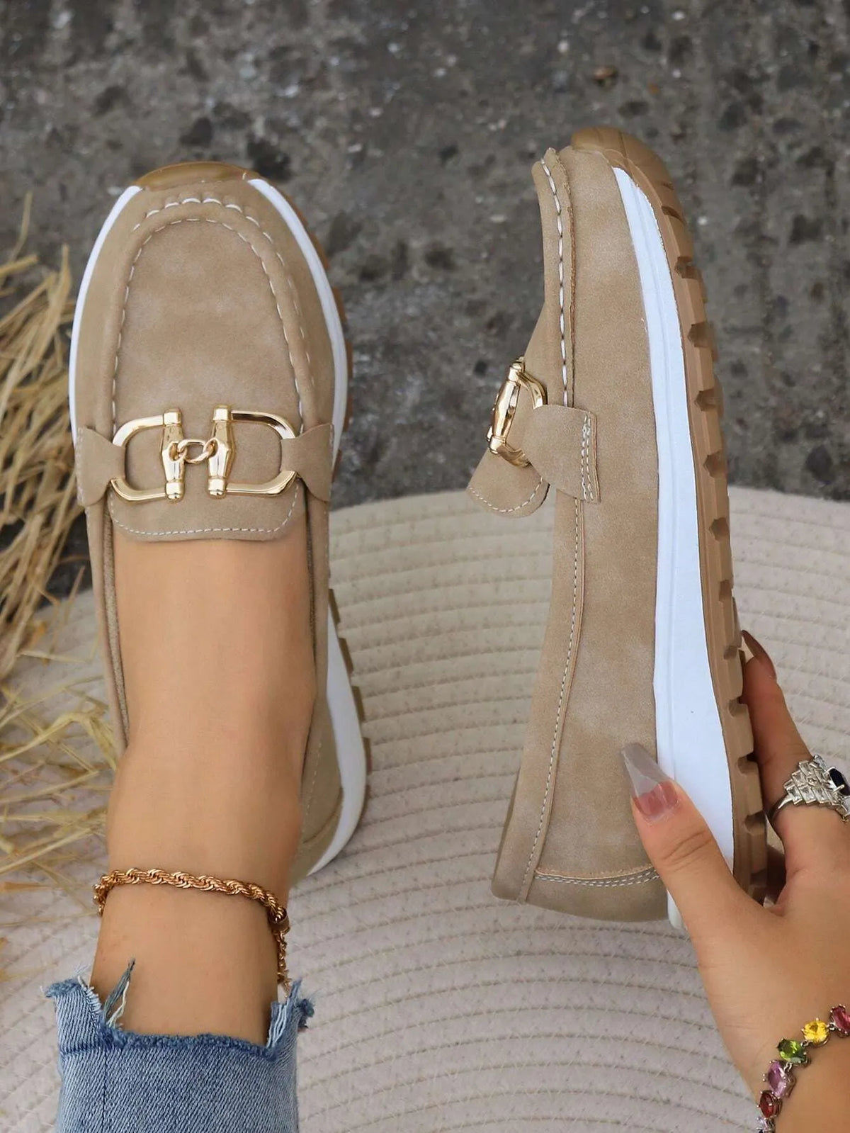 Blanca loafers met plateauzool en metallic beslag voor dames