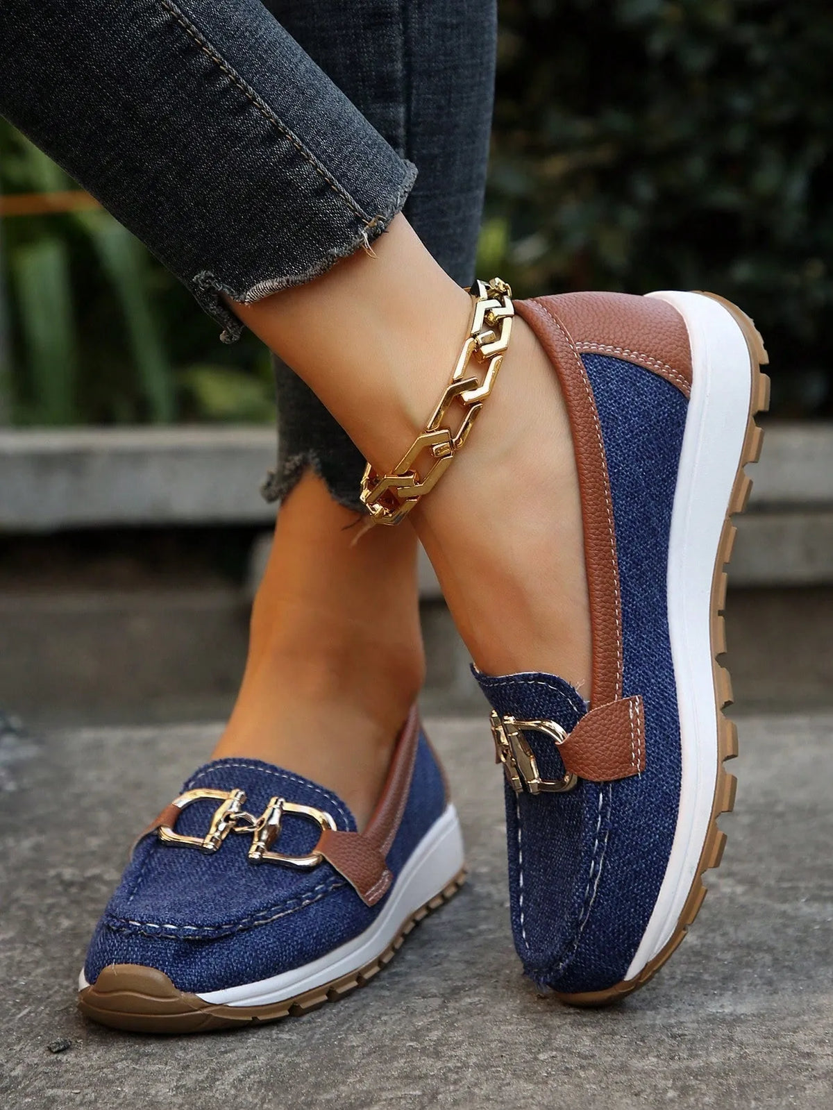 Blanca loafers met plateauzool en metallic beslag voor dames